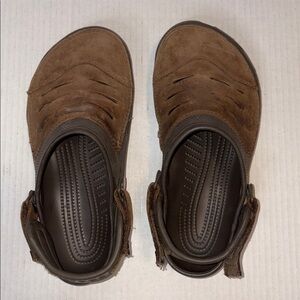 Crocs Paqua Clog Men's Sandals Brown Leather Top Size 9